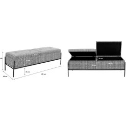 KARE Design Banquette Buttons Storage Noir-Blanc Gm