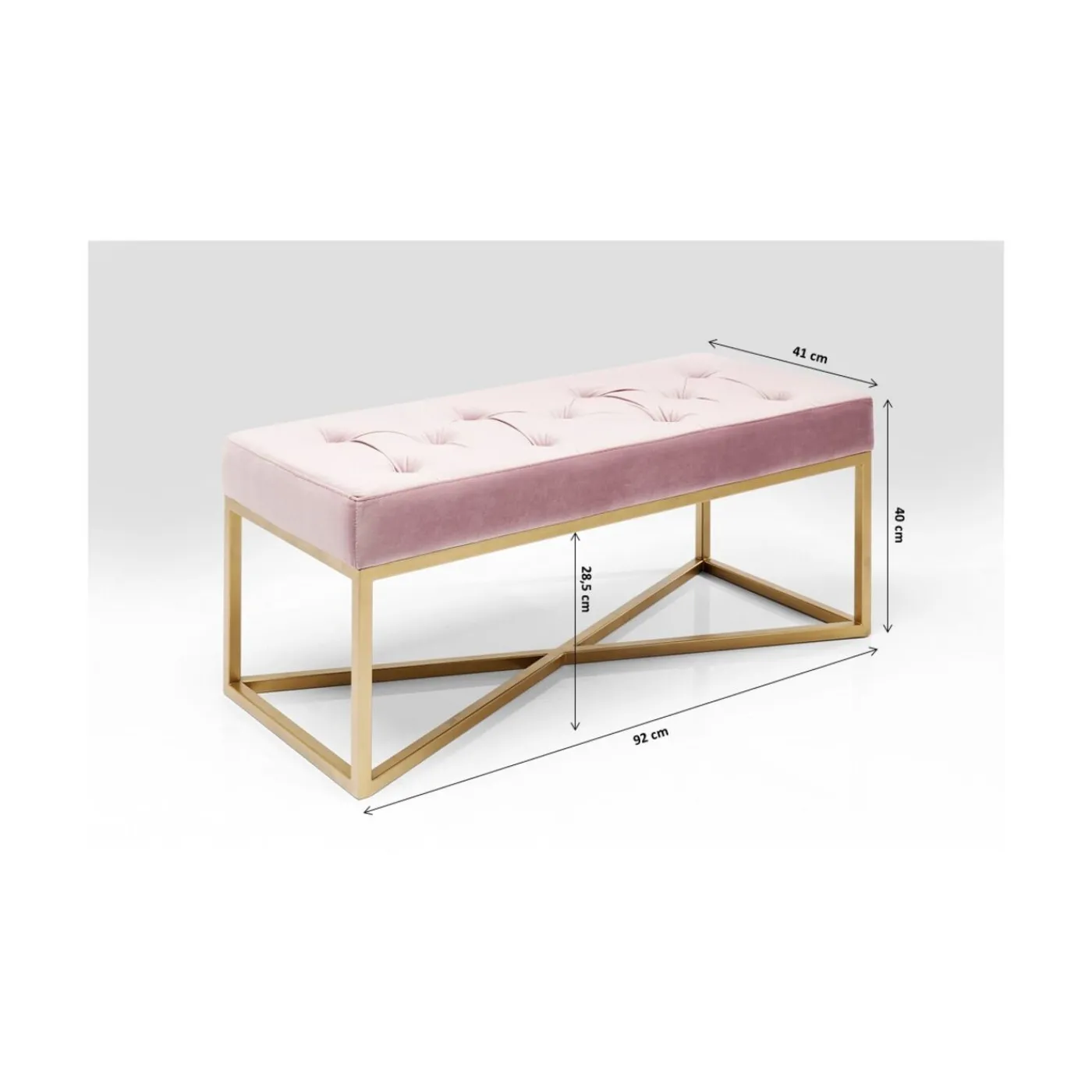 KARE Design Banquette Crossover Rose Laiton 90X40Cm