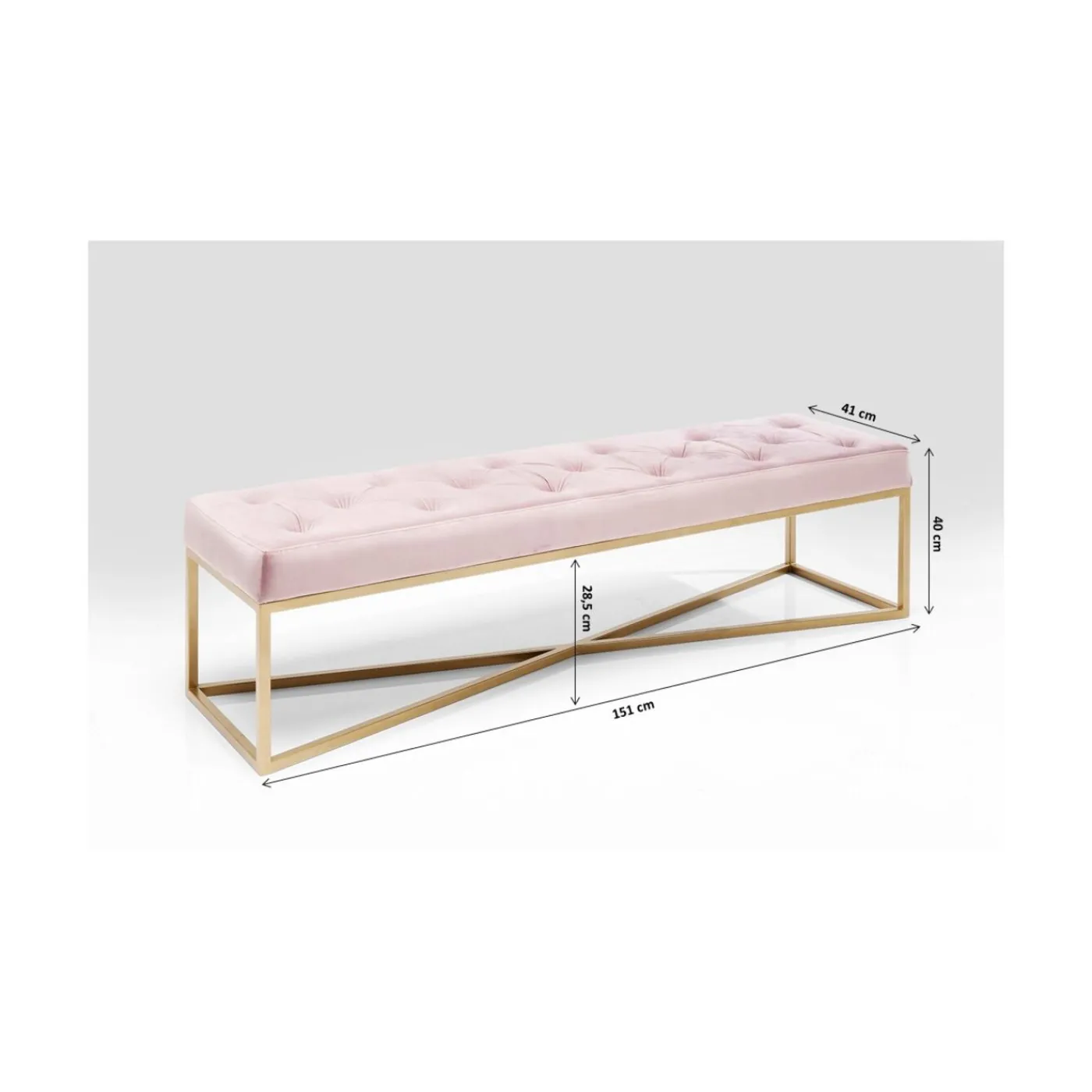 KARE Design Banquette Crossover Rose Laiton 150X40Cm