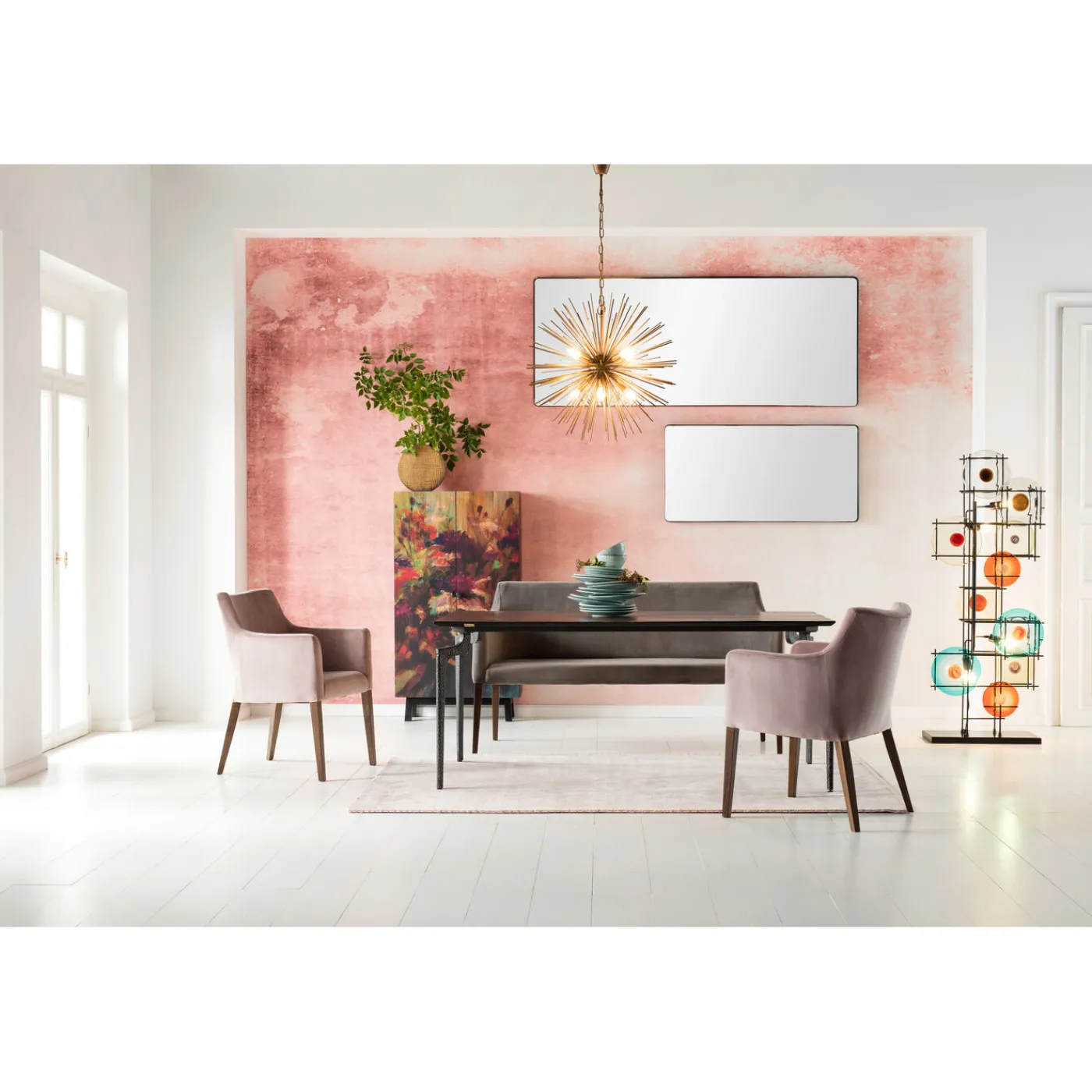 KARE Design Banquette Mode Velours Gris