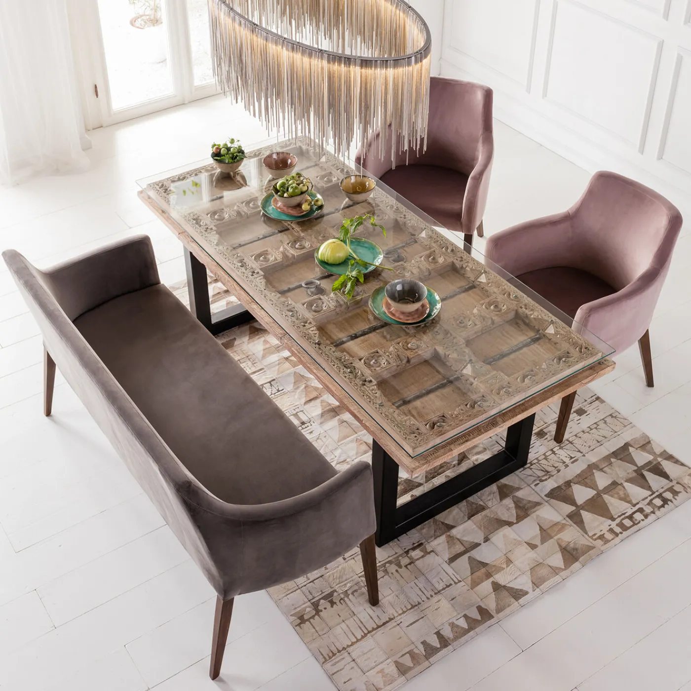 KARE Design Banquette Mode Velours Gris