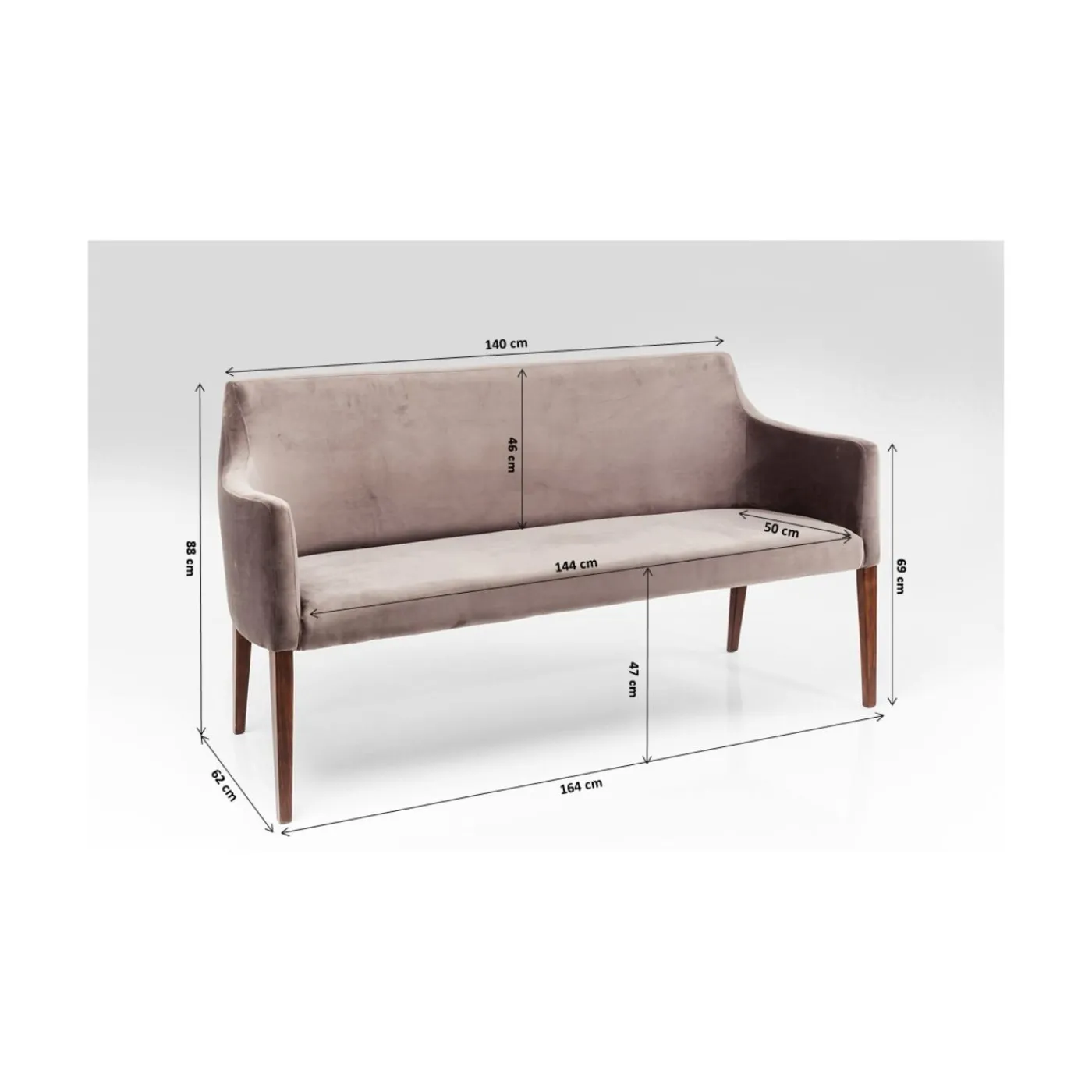 KARE Design Banquette Mode Velours Gris