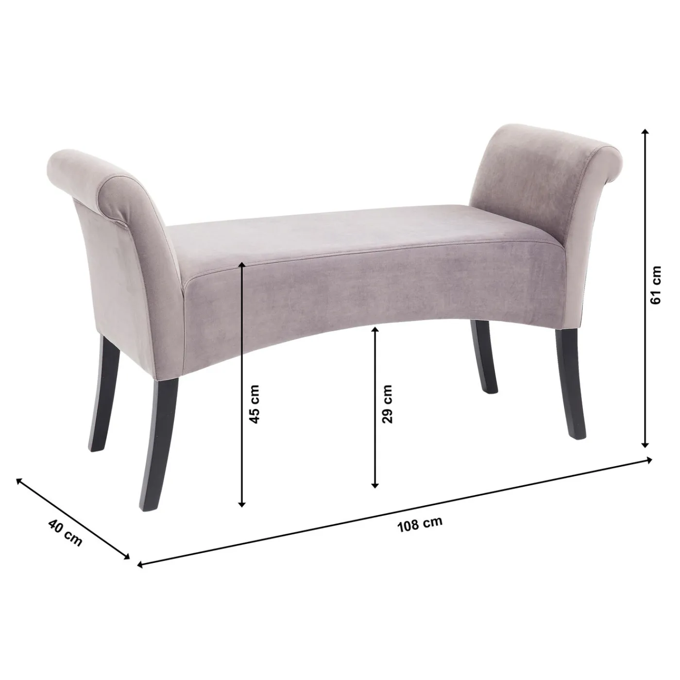 KARE Design Banquette Motley Velvet Silvergrey