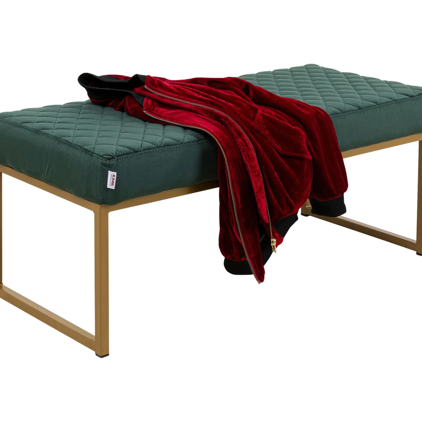 KARE Design Banquette Smart Velours Vert Fonce Laiton 90Cm