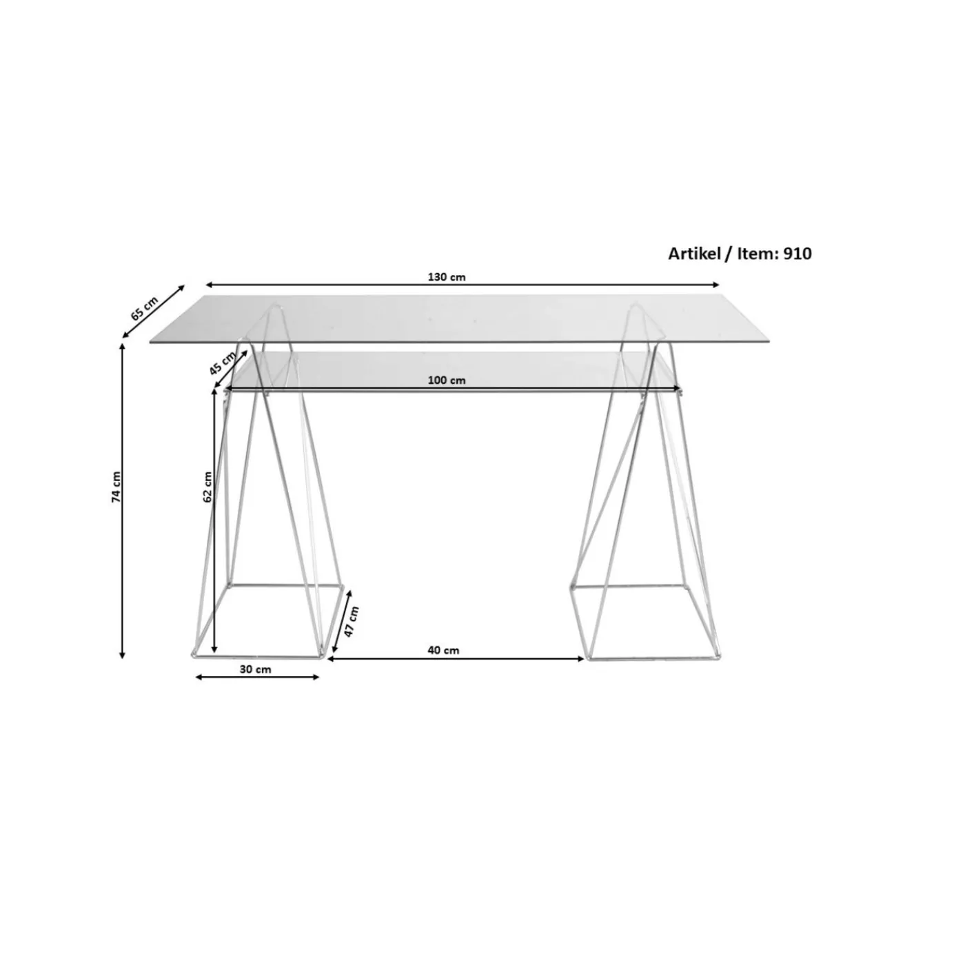 KARE Design Bureau Polar Noir 8Mm Verre Trempe 135X65Cm