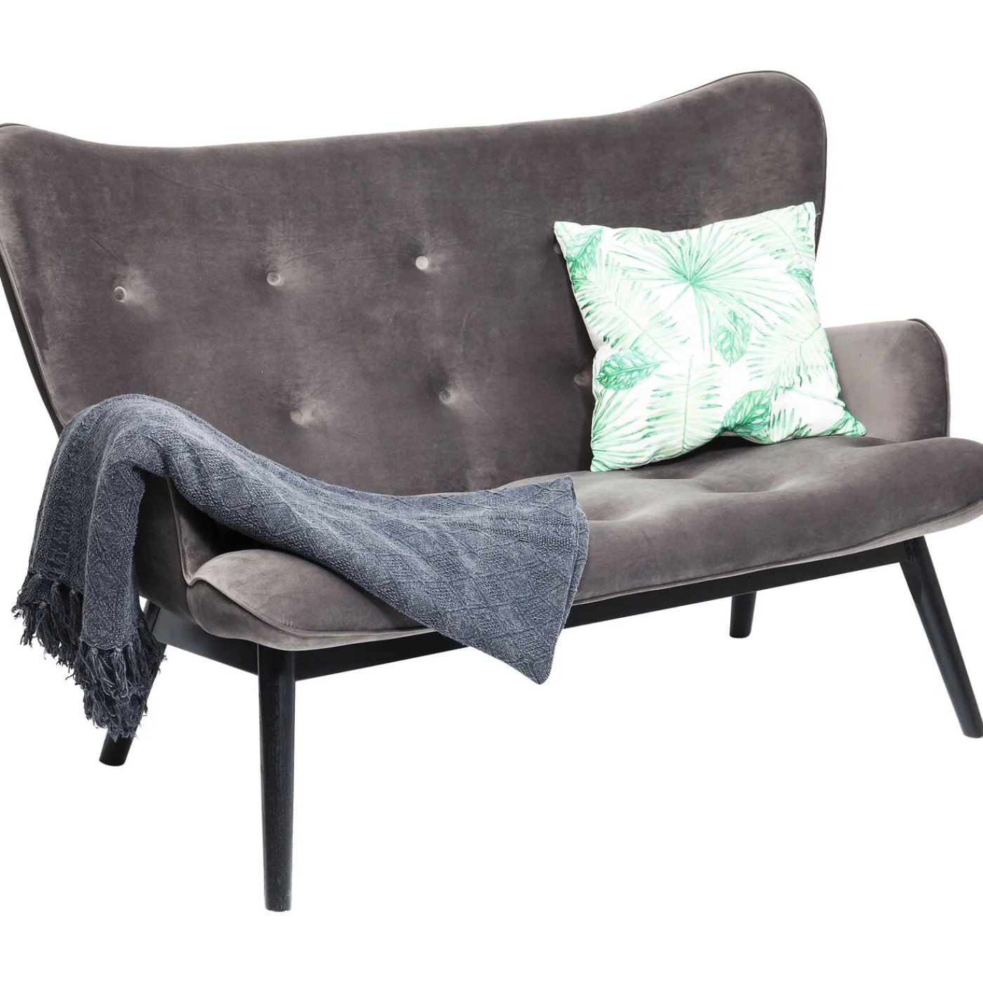 KARE Design Canapés Black Vicky 2-Places Velours Gris