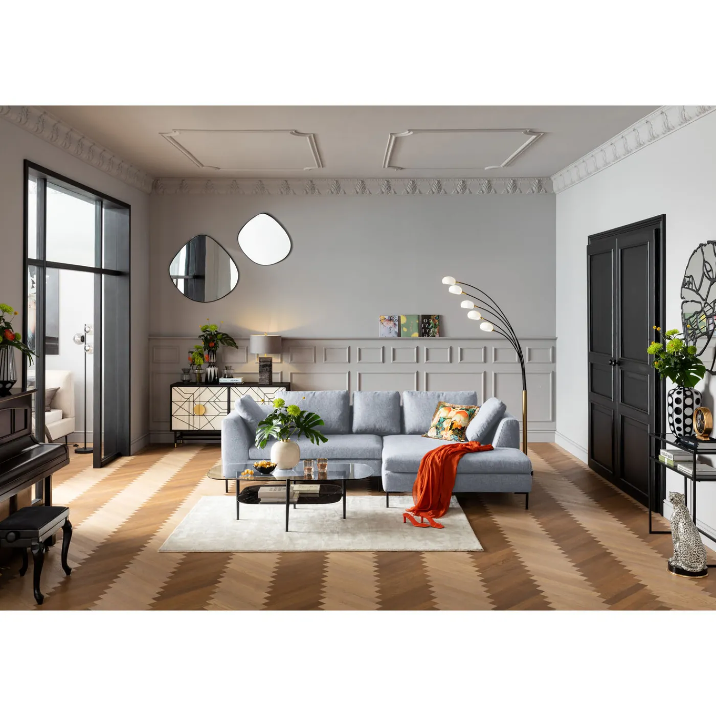 KARE Design Canapés D Angle Gianni Dolce Gris Clair Droite