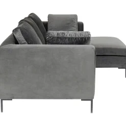 KARE Design Canapés D Angle Gianni Pm Velours Gris Droite