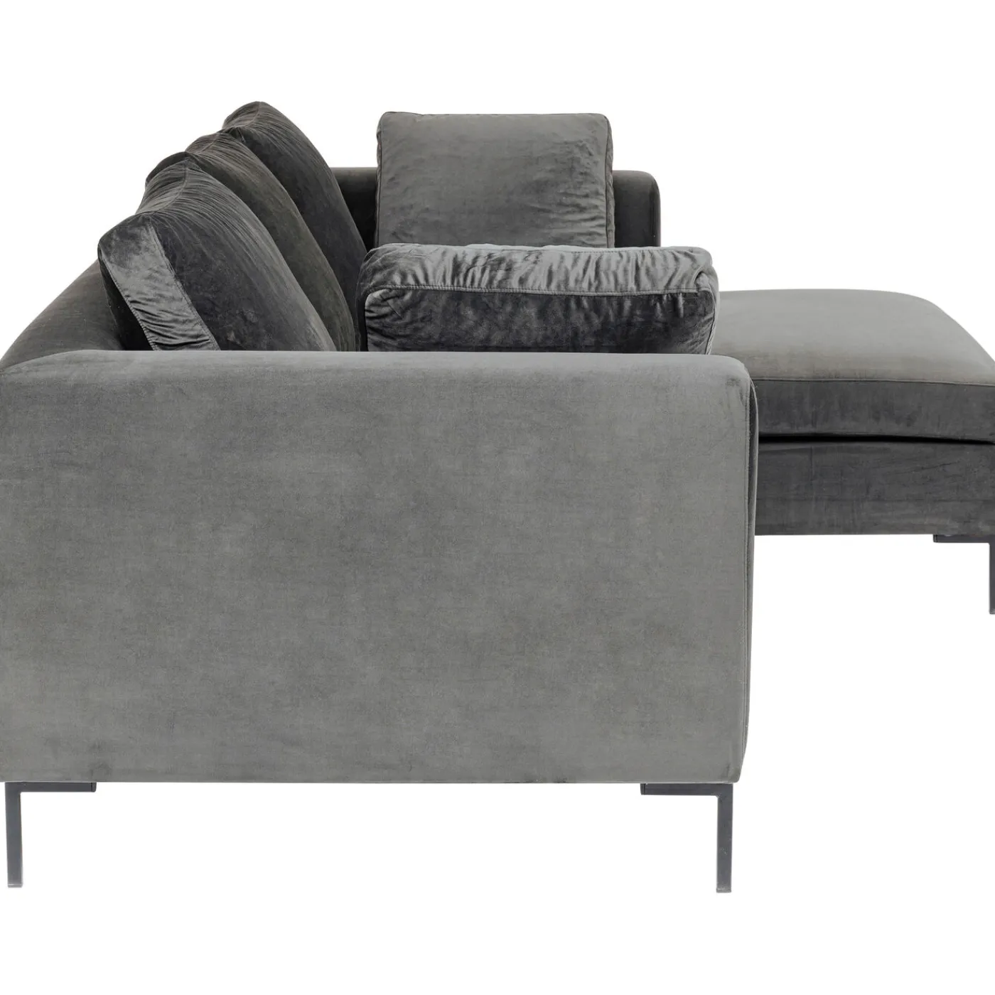 KARE Design Canapés D Angle Gianni Pm Velours Gris Droite