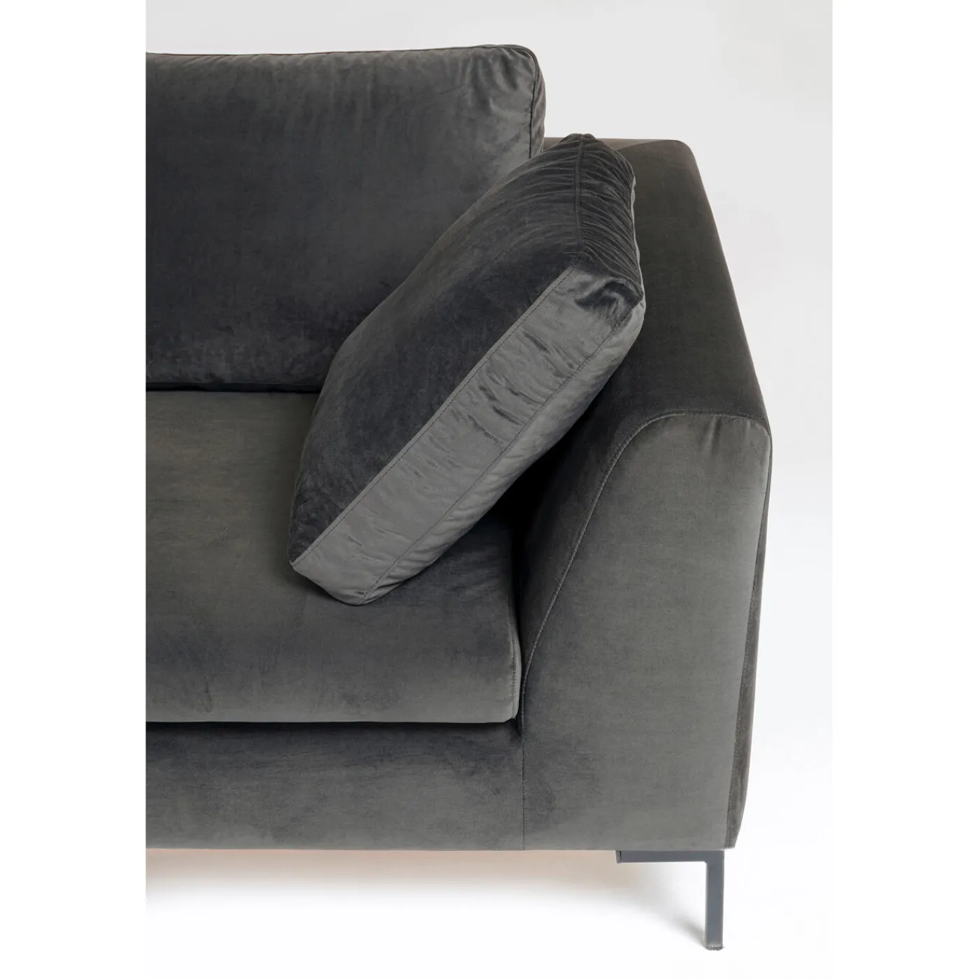 KARE Design Canapés D Angle Gianni Pm Velours Gris Droite