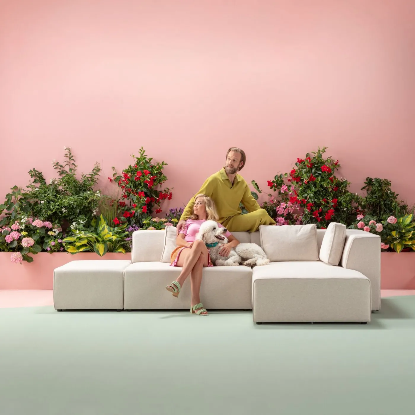 KARE Design Canapés D Angle Infinity Ottomane Creme Gauche