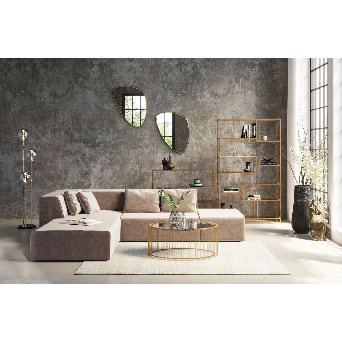 KARE Design Canapés Infinity Velours Taupe Gauche