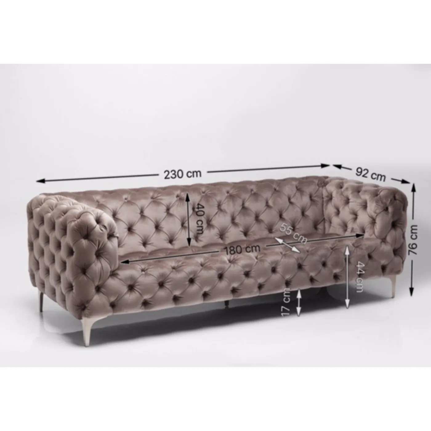 KARE Design Canapés Look 3-Places Velours Gris