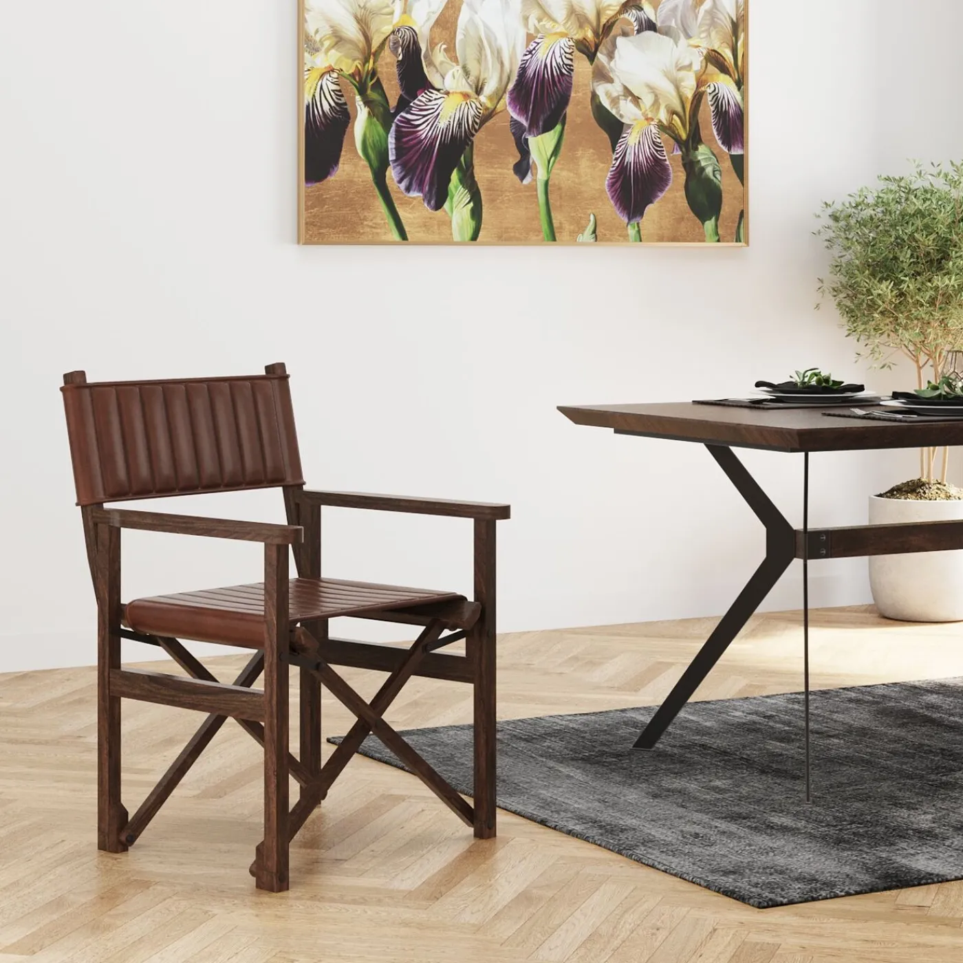 KARE Design Chaise A. Acc. Twist Cuir Marron