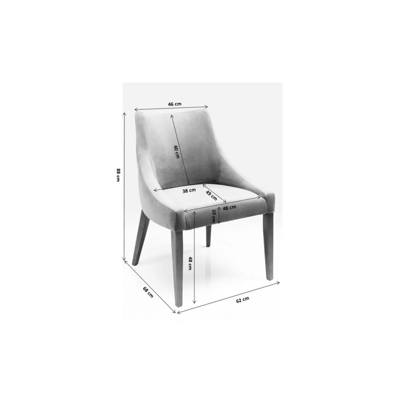 KARE Design Chaise Black Mode Velours Gris