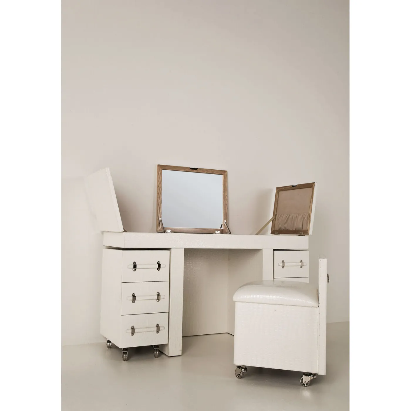 KARE Design Coiffeuse Diva Croco Blanche (4 Pcs)
