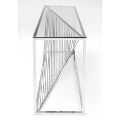KARE Design Console Laser Argente-Verre Clair 120X40