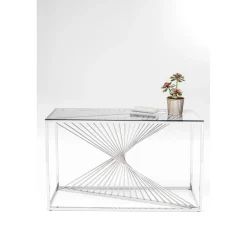 KARE Design Console Laser Argente-Verre Clair 120X40