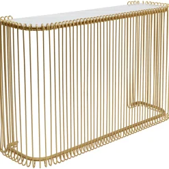 KARE Design Console Wire Verre Marbre Dore 142X89Cm