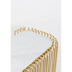 KARE Design Console Wire Verre Marbre Dore 142X89Cm