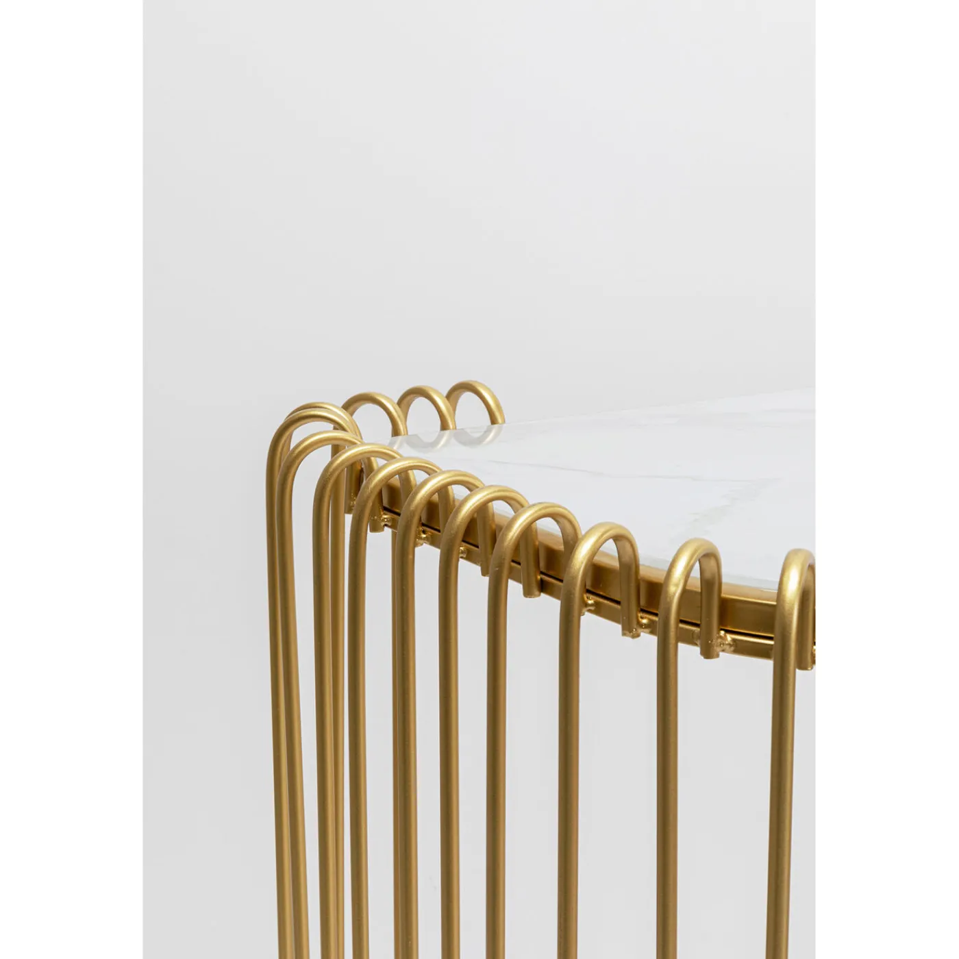 KARE Design Console Wire Verre Marbre Dore 142X89Cm