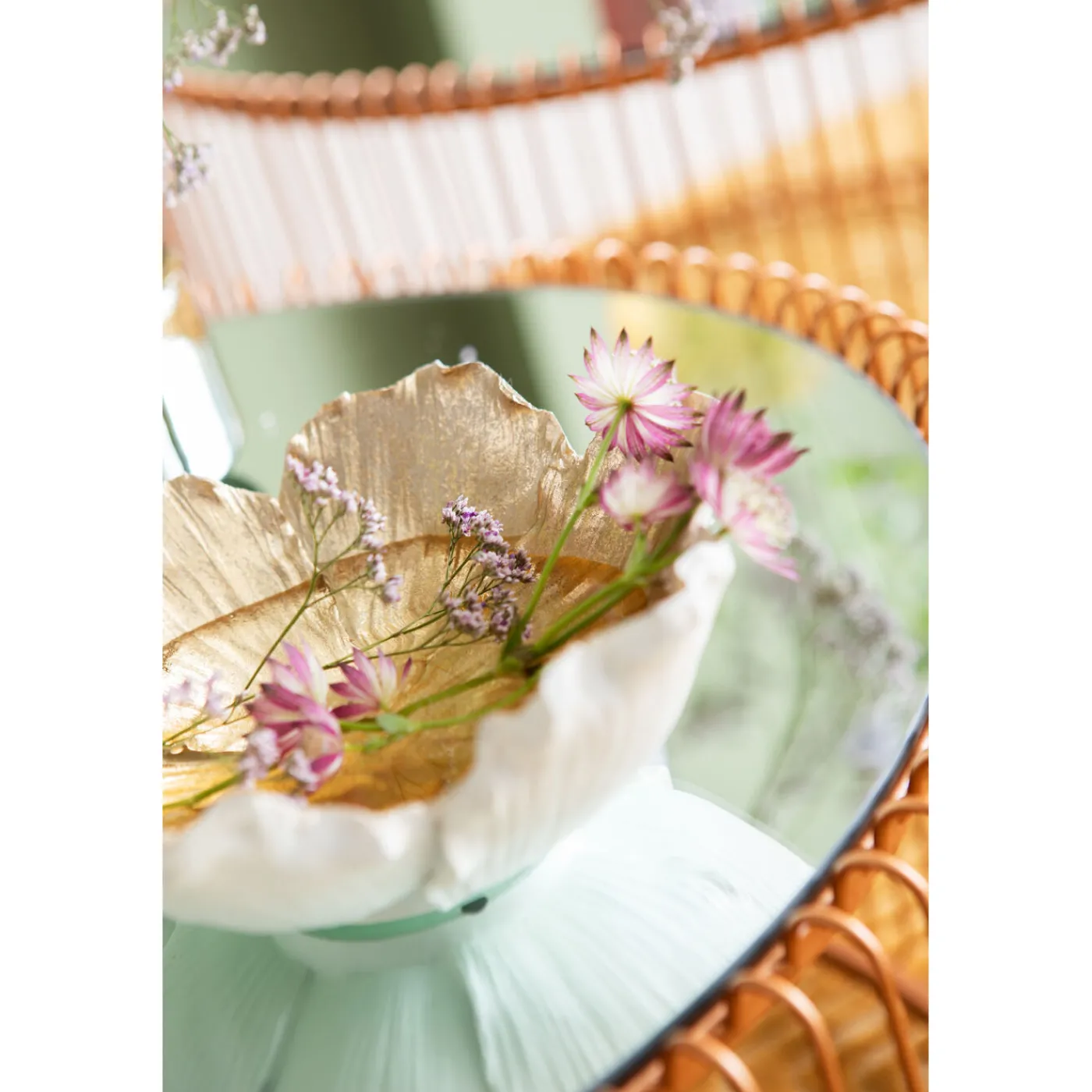 KARE Design Coupe Décorative Flower Bloom Creme-Dore O20Cm