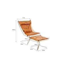 KARE Design Fauteuil Avec Tabouret Washington Marron