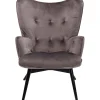 KARE Design Fauteuil Black Vicky Velours Gris