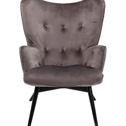 KARE Design Fauteuil Black Vicky Velours Gris