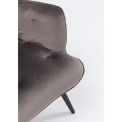 KARE Design Fauteuil Black Vicky Velours Gris