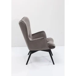 KARE Design Fauteuil Black Vicky Velours Gris