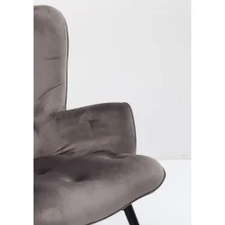 KARE Design Fauteuil Black Vicky Velours Gris