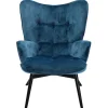 KARE Design Fauteuil Black Vicky Velours Petrole