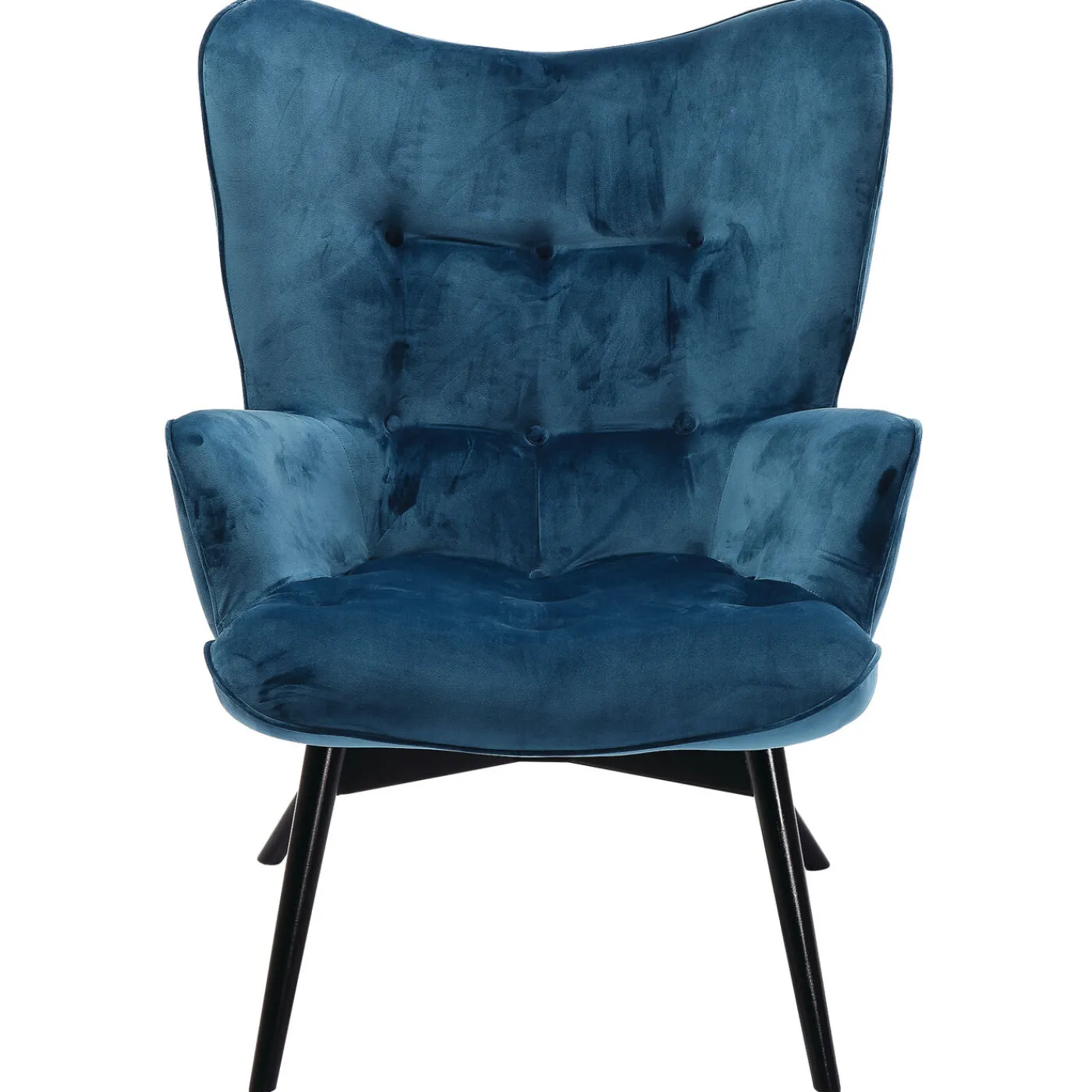 KARE Design Fauteuil Black Vicky Velours Petrole