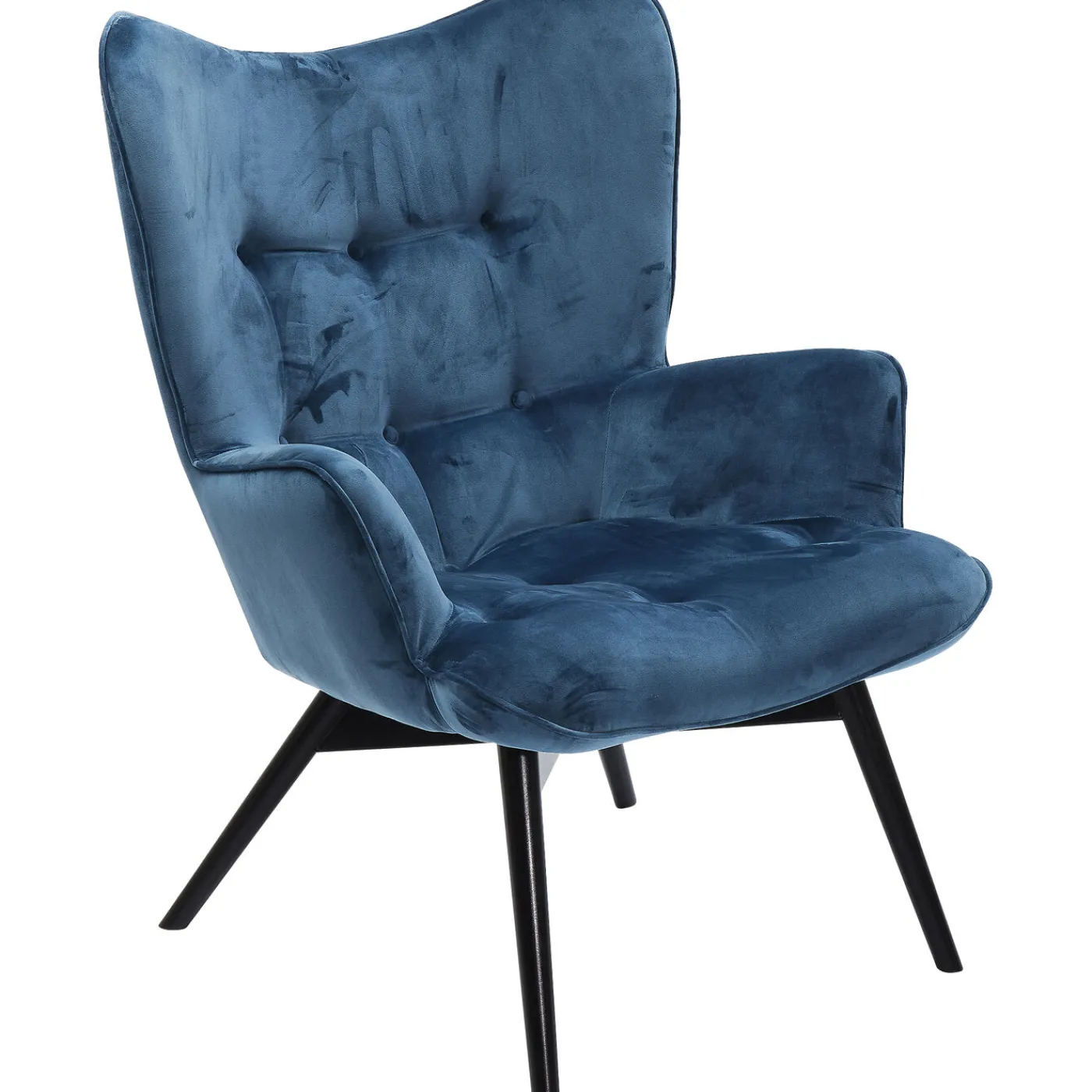 KARE Design Fauteuil Black Vicky Velours Petrole