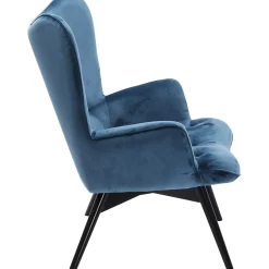 KARE Design Fauteuil Black Vicky Velours Petrole