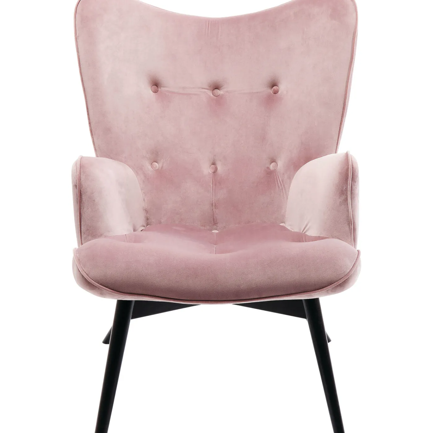 KARE Design Fauteuil Black Vicky Velours Rose
