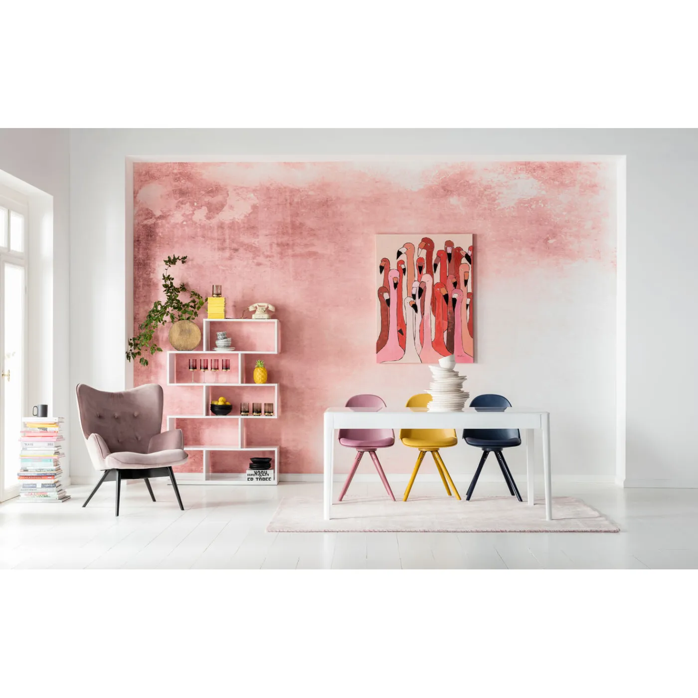 KARE Design Fauteuil Black Vicky Velours Rose