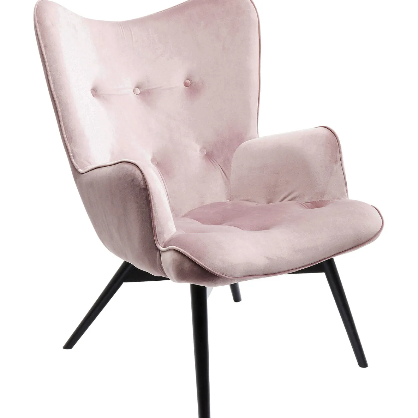 KARE Design Fauteuil Black Vicky Velours Rose