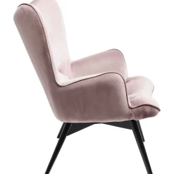 KARE Design Fauteuil Black Vicky Velours Rose