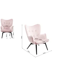 KARE Design Fauteuil Black Vicky Velours Rose