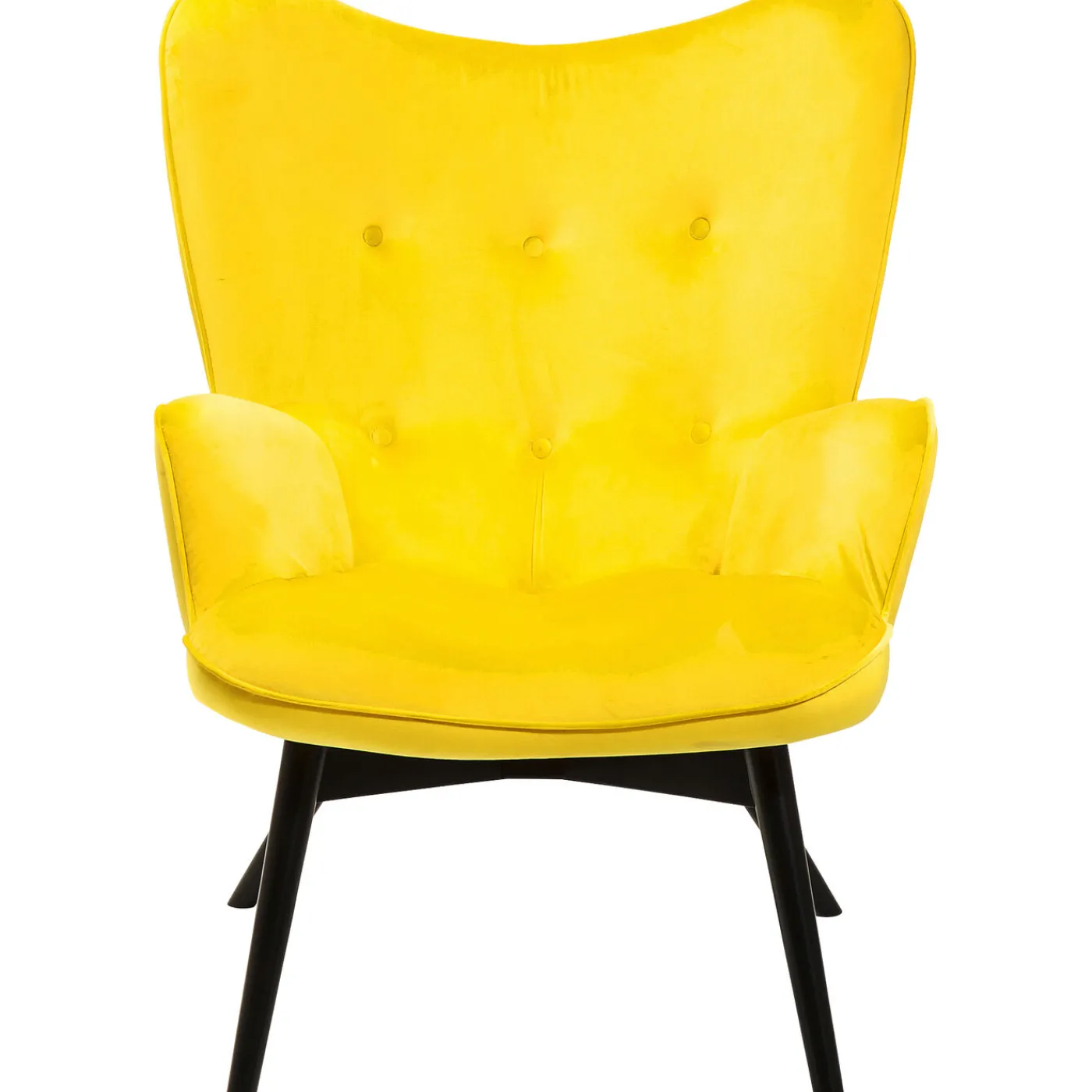 KARE Design Fauteuil Black Vicky Velours Jaune