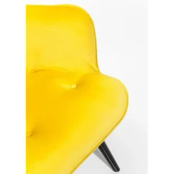 KARE Design Fauteuil Black Vicky Velours Jaune