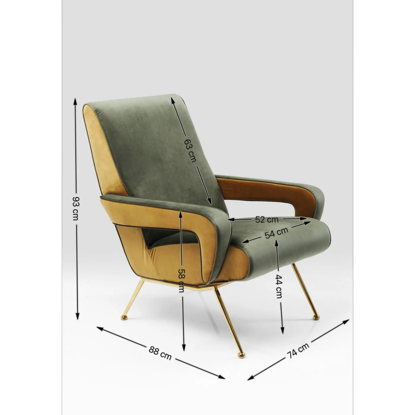 KARE Design Fauteuil Luna Haut Dossier Vert