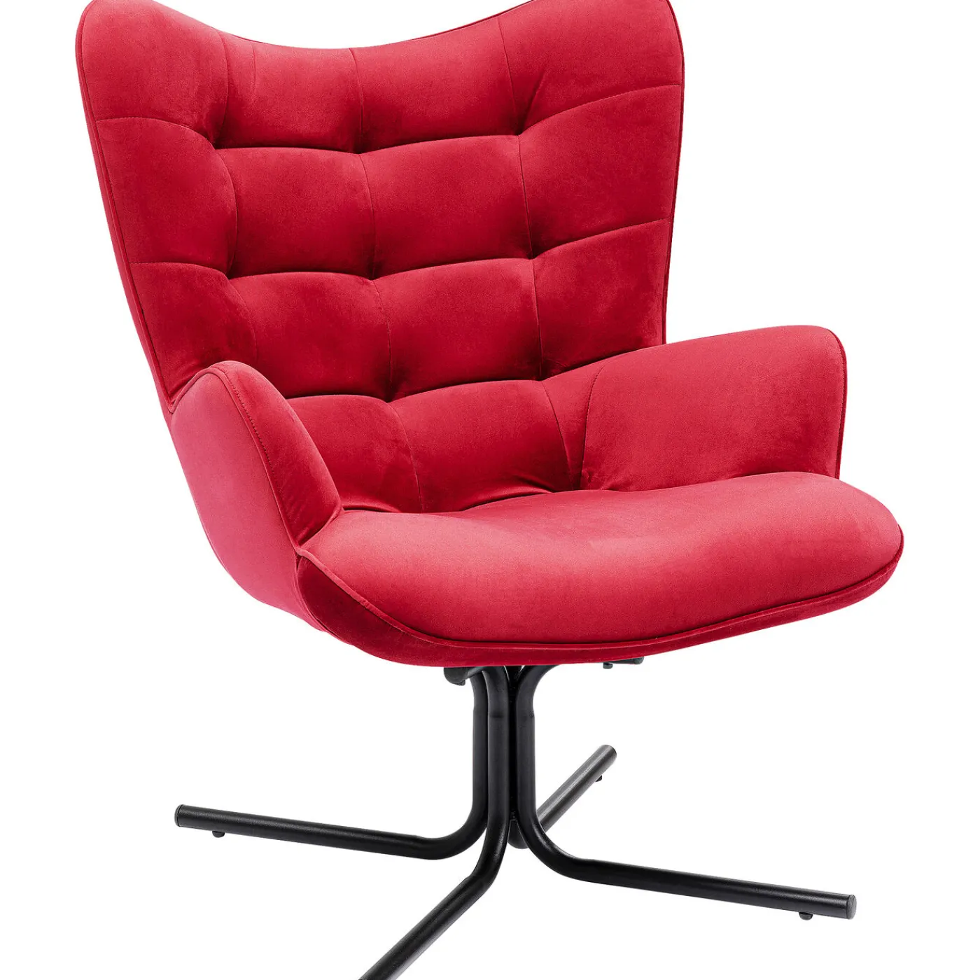 KARE Design Fauteuil Pivotant Oscar Velours Rouge
