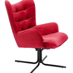 KARE Design Fauteuil Pivotant Oscar Velours Rouge