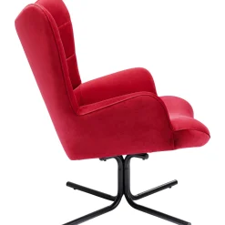 KARE Design Fauteuil Pivotant Oscar Velours Rouge
