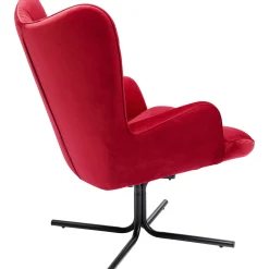 KARE Design Fauteuil Pivotant Oscar Velours Rouge