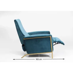 KARE Design Fauteuil Relax Lazy Velours Bleu