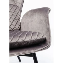 KARE Design Fauteuil Tudor Velvet Gris-Argente